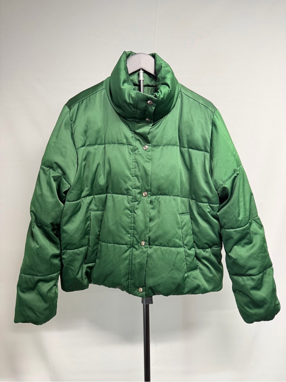 LOFT Emerald Green Quilted Puffer Jacket w/ Funnel Neck - Y2K Apreshic